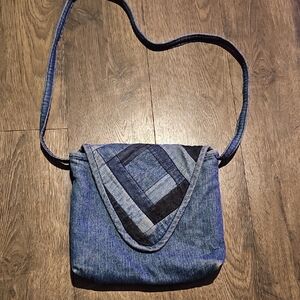 VINTAGE Jean Purse Patchwork Crossbody Bag Shirley Adams Fiberdance Denim